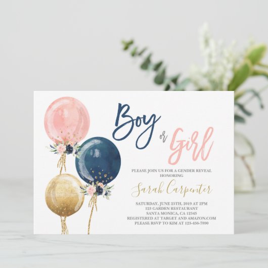 Invitation de ballons révélateurs de genre (Debout devant)