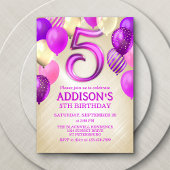 Invitation de ballons roses 5e anniversaire