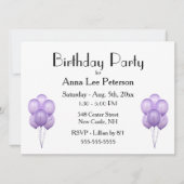 Invitation de ballons violets (Devant)