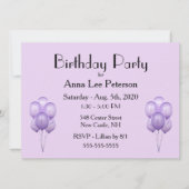 Invitation de ballons violets (Devant)