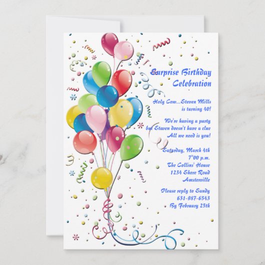 Invitation de Balloon Bouquet Surprise Party (Devant)