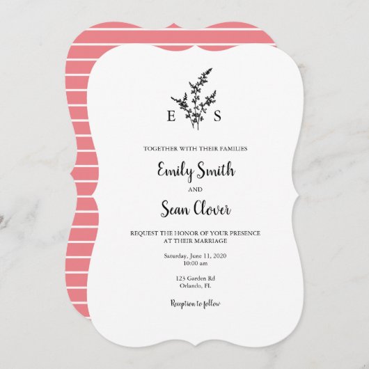 Invitation de bande de couronne de monogramme mari (Devant / Derrière)