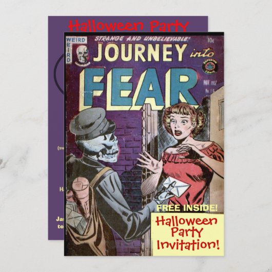 Invitation de bande dessinée d'Halloween (Devant / Derrière)