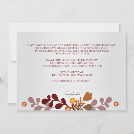 Invitation de bannière de chute (Dos)