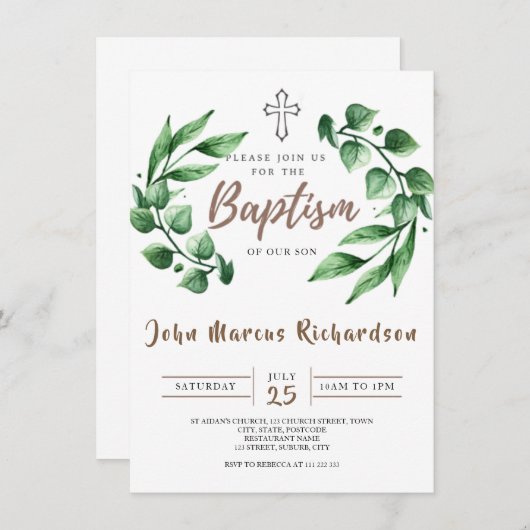 Invitation de baptême (Devant / Derrière)