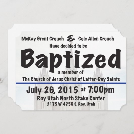 Invitation de baptême (Devant / Derrière)