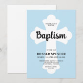 Invitation de baptême à croix bleu clair (Devant / Derrière)
