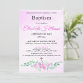 Invitation de baptême à dégradé d'aquarelle de ros (Debout devant)