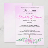 Invitation de baptême à dégradé d'aquarelle de ros (Devant / Derrière)