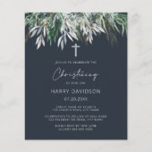 Invitation de baptême à feuilles vertes et bleu ma (Devant)