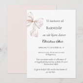 Invitation de baptême à la rose (Devant / Derrière)