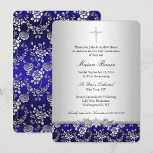 Invitation de baptême à la Rose Bleue & à la Croix