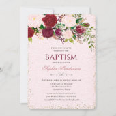 Invitation de baptême à l'aquarelle florale (Devant)