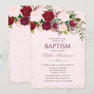 Invitation de baptême à l'aquarelle florale