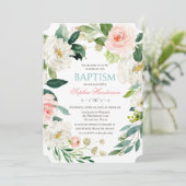 Invitation de baptême à l'aquarelle florale (Debout devant)