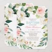 Invitation de baptême à l'aquarelle florale (Devant / Derrière)