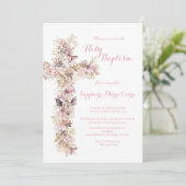 Invitation de baptême à l'aquarelle florale printe (Debout devant)