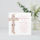 Invitation de baptême à l'aquarelle florale printe (Debout devant)