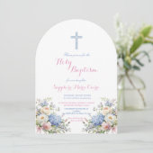 Invitation de baptême à l'aquarelle florale printe (Debout devant)