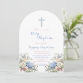 Invitation de baptême à l'aquarelle florale printe (Debout devant)