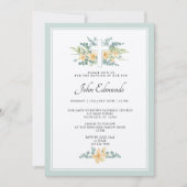 Invitation de baptême à l'aquarelle florale verte (Devant)