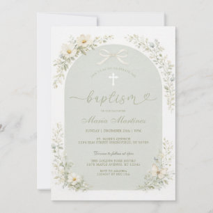 Invitation de baptême à l'arche de fleurs sauvages