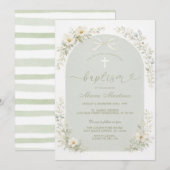 Invitation de baptême à l'arche de fleurs sauvages (Devant / Derrière)
