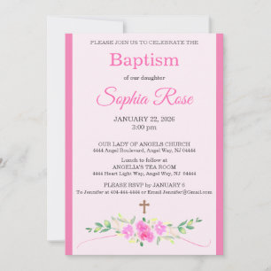 Invitation de baptême à rayures croisées aquarelle