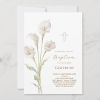 Invitation de baptême au lys calla