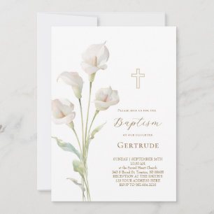 Invitation de baptême au lys calla