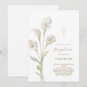 Invitation de baptême au lys calla (Devant / Derrière)