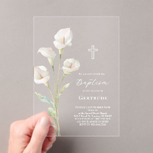 Invitation de baptême au lys calla