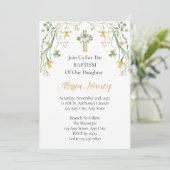 Invitation de baptême avec fleurs et verdure (Debout devant)
