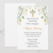 Invitation de baptême avec fleurs et verdure (Devant / Derrière)
