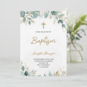 invitation de baptême avec floral élégant (Debout devant)