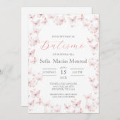 Invitation de baptême avec papillons pour fille (Devant / Derrière)