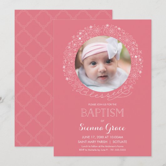 Invitation de baptême avec photo, invitation avec  (Devant / Derrière)