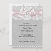 Invitation de baptême avec ruban rose et dentelle (Dos)