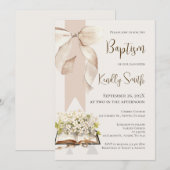 Invitation de baptême avec un nœud (Devant / Derrière)