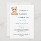 Invitation de baptême Blå Sløyfe Bamse (Devant)