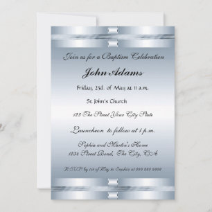 Invitation de baptême Bleu