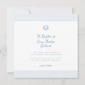 Invitation de baptême bleu blanc moderne classique (Devant)