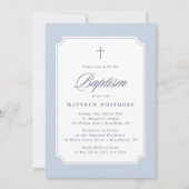 Invitation de baptême bleu clair aux coins arrondi (Devant)