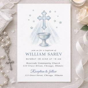 Invitation de baptême Blue Cross