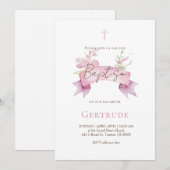 Invitation de baptême bouquet délicat (Devant / Derrière)