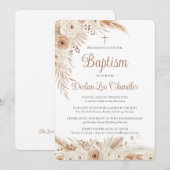 Invitation de baptême catholique avec herbe de la (Devant / Derrière)