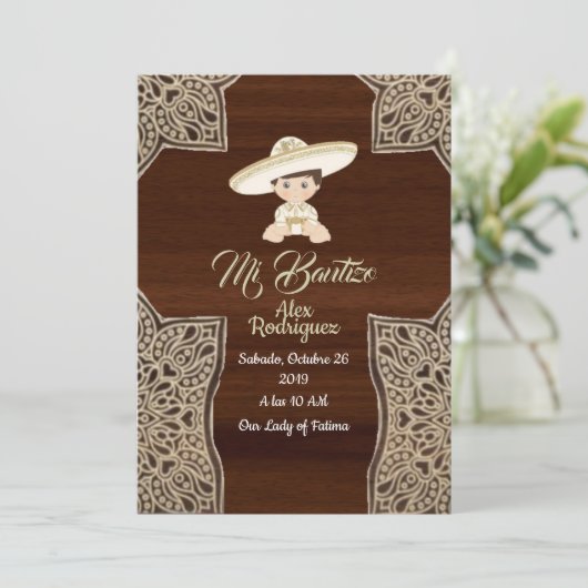 invitation de baptême charro bébé (Debout devant)
