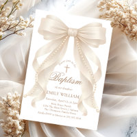 Invitation de baptême chrétien de fille perle avec
