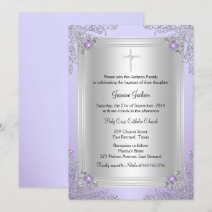 Invitation de baptême / Christening Purple Sparkle