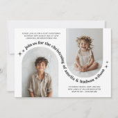 Invitation de baptême conjoint avec photo de doubl (Devant)
